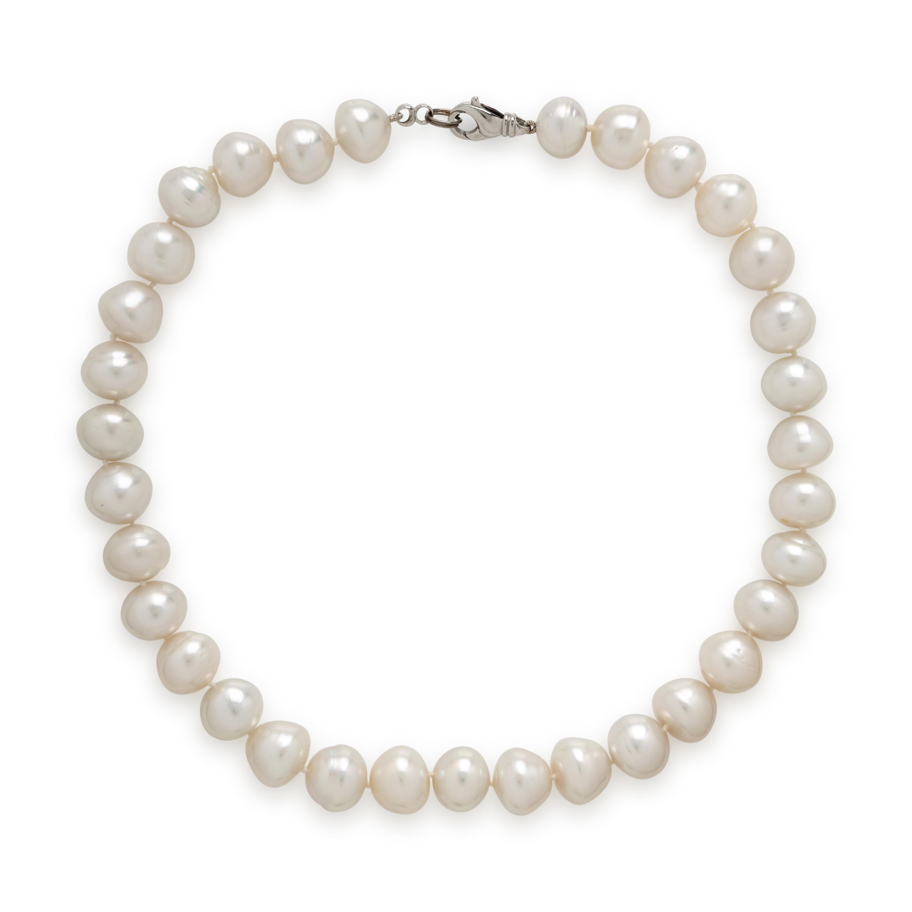 Cultured Pearl and White Gold Necklace