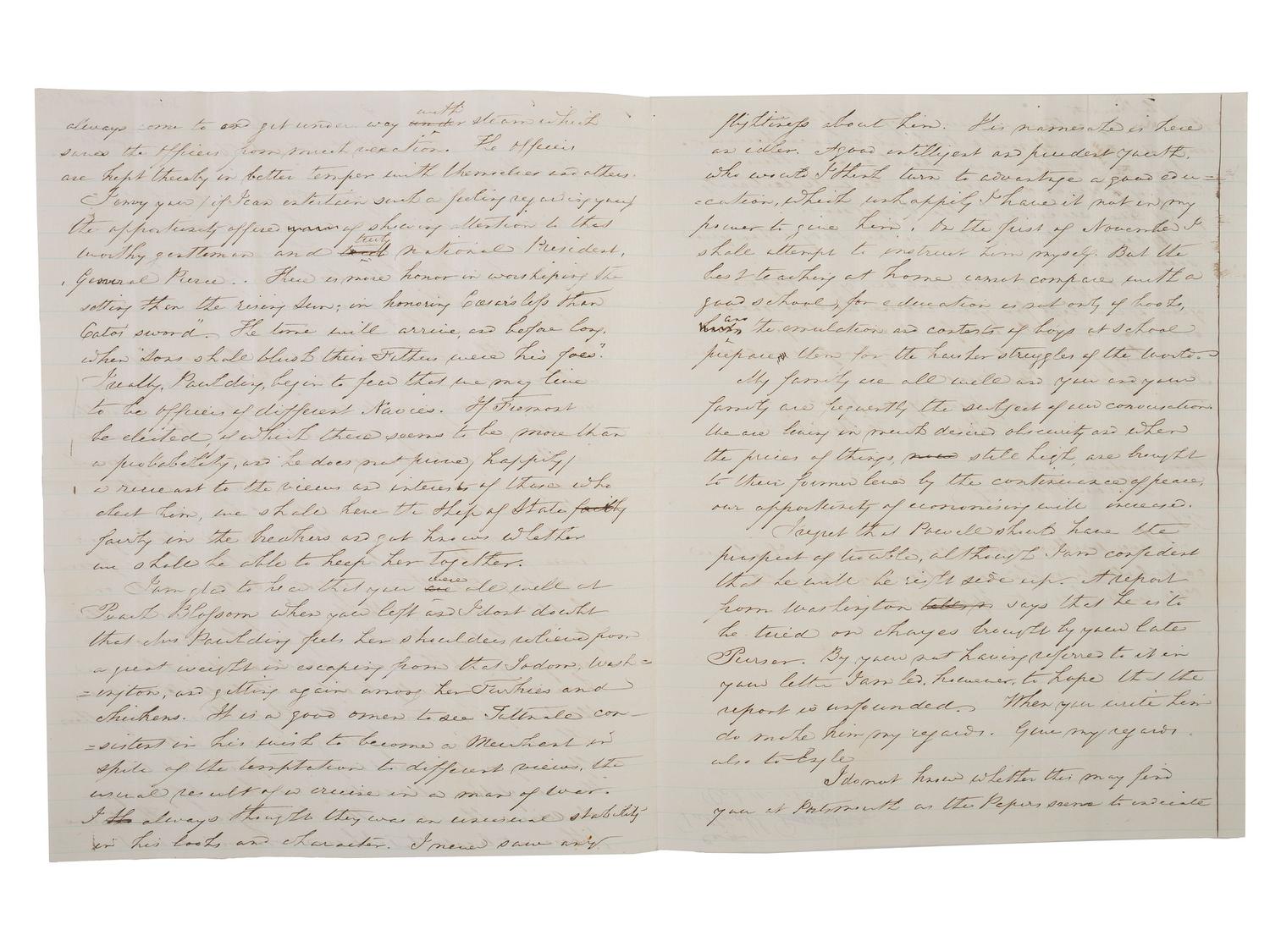 [US NAVY]. TATTNALL, Commodore Josiah (1795-1871). Correspondence from Josiah Tattnall III to his longtime friend Commodore Hiram Paulding, 1830s-1850s. [ With: ] Paulding's manuscript account of their friendship.