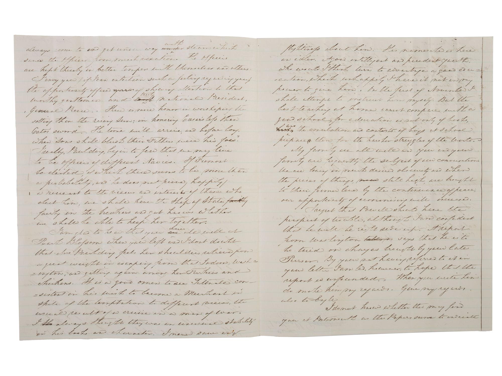 [US NAVY]. TATTNALL, Commodore Josiah (1795-1871). Correspondence from Josiah Tattnall III to his longtime friend Commodore Hiram Paulding, 1830s-1850s. [ With: ] Paulding's manuscript account of their friendship.