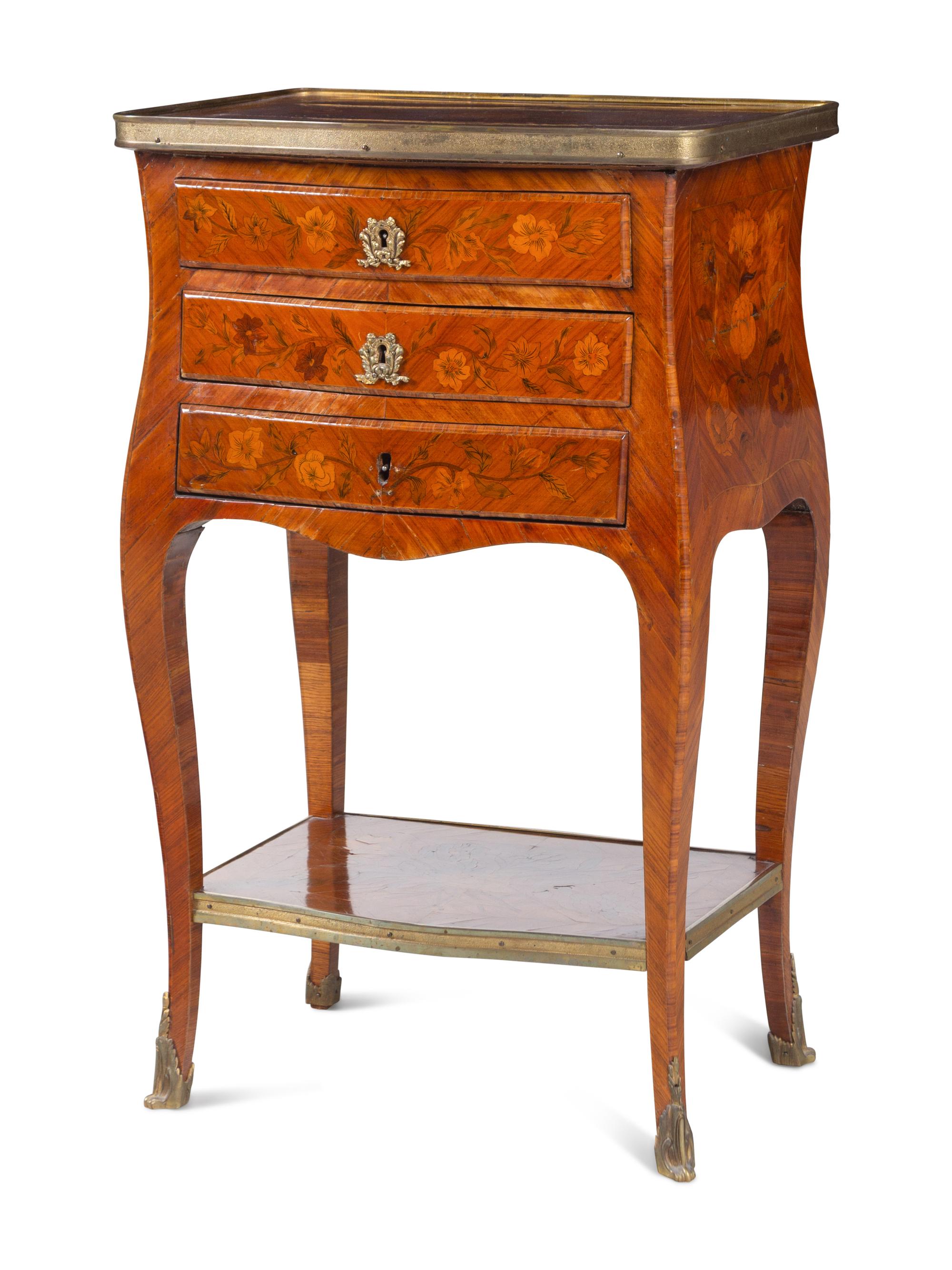 A Louis XV Style Marquetry Table en Chiffonnière