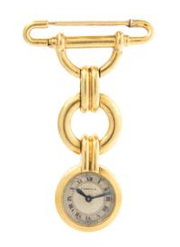 An 18 Karat Yellow Gold Lapel Watch, Cartier, Circa 1930's, 10.30 dwts.