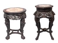 Two Chinese Carved Hardwood Stands — EARLY 20TH CENTURY