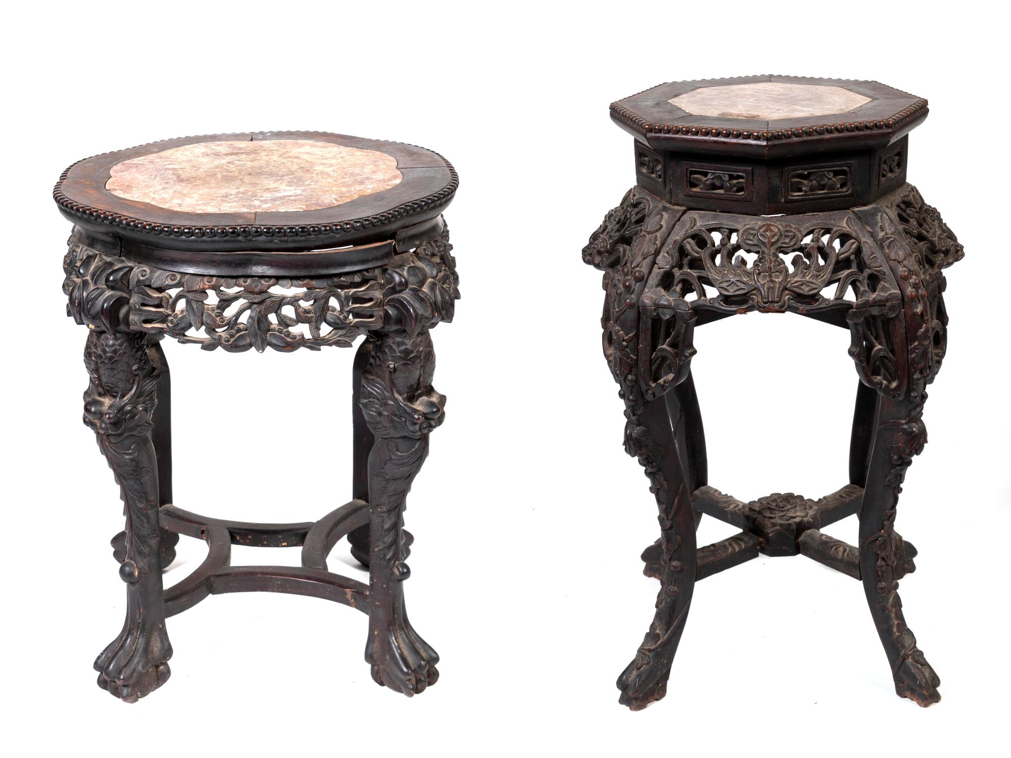 Two Chinese Carved Hardwood Stands — EARLY 20TH CENTURY