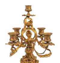 A Louis XV Style Gilt Metal Five-Light Candelabrum