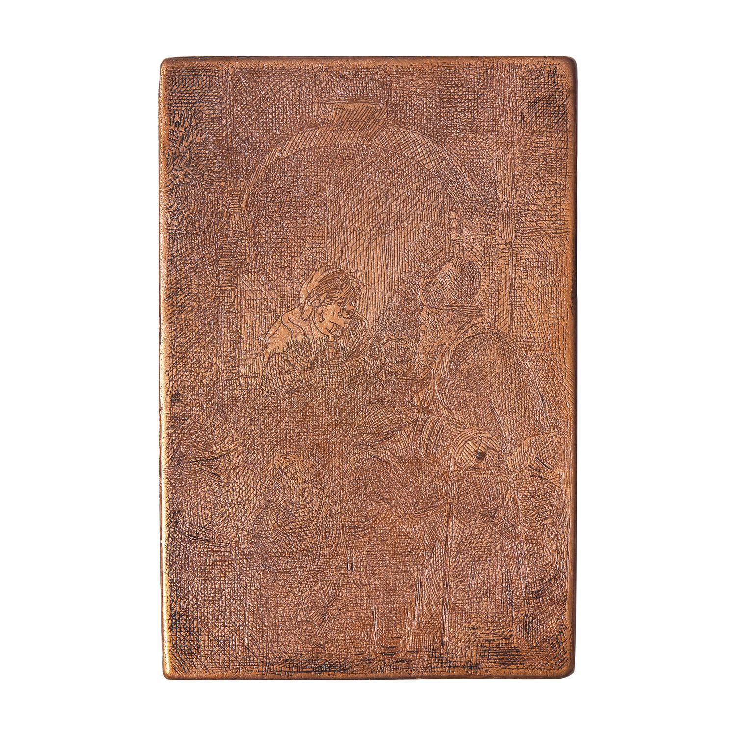 Rembrandt van Rijn (Dutch, 1606–1669) — Original Copper Plate for Woman at a Door Hatch Talking to a Man and Children ['The Schoolmaster'], 1641