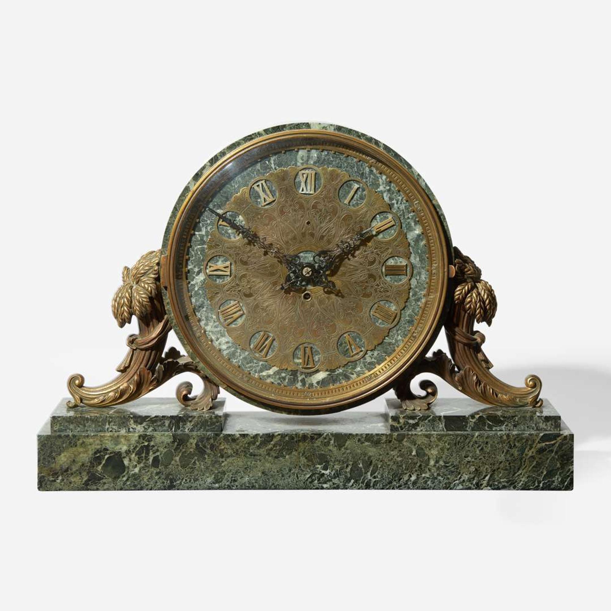 A gilt-bronze mounted Verde antico marble mantel clock Edward F. Caldwell & Co. (active 1895-1959), New York, NY, early 20th century