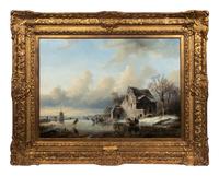 Ice Skaters and a koek-en-zopie on a Frozen River