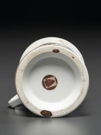 A Porcelain Shaving Mug Depicting a Steam Roller