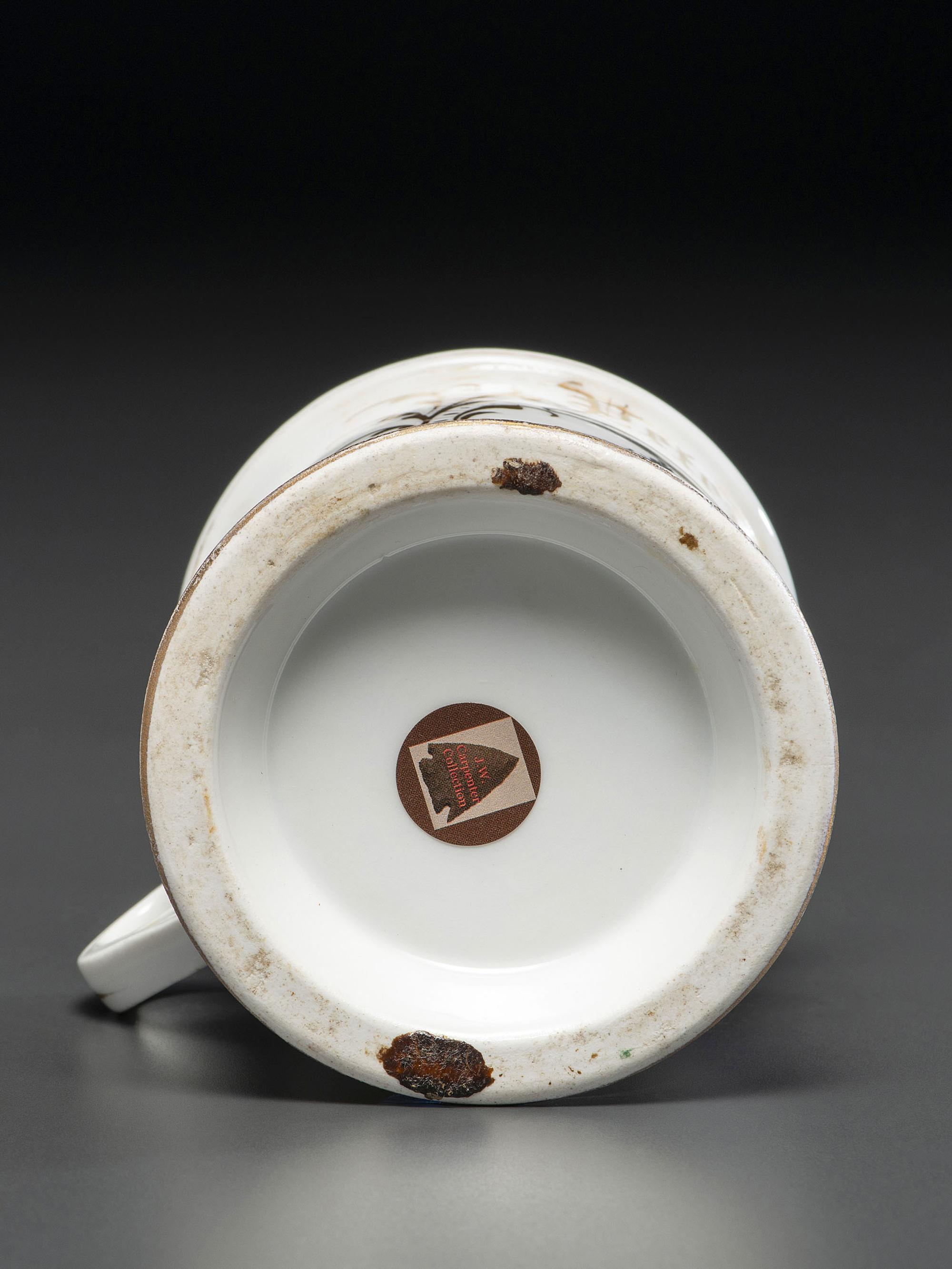A Porcelain Shaving Mug Depicting a Steam Roller