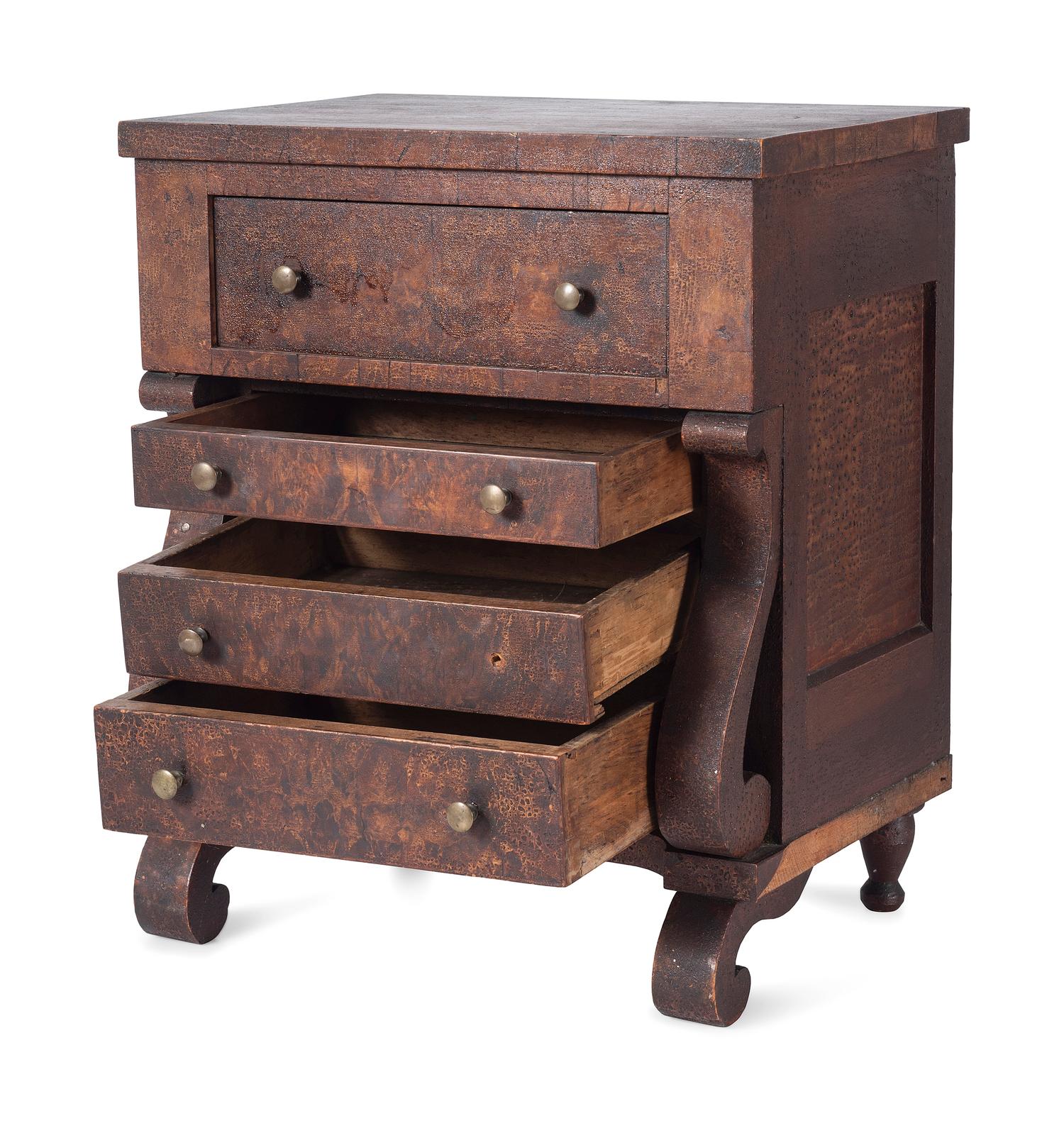 A Classical Veneered Walnut Diminutive Chest of Drawers