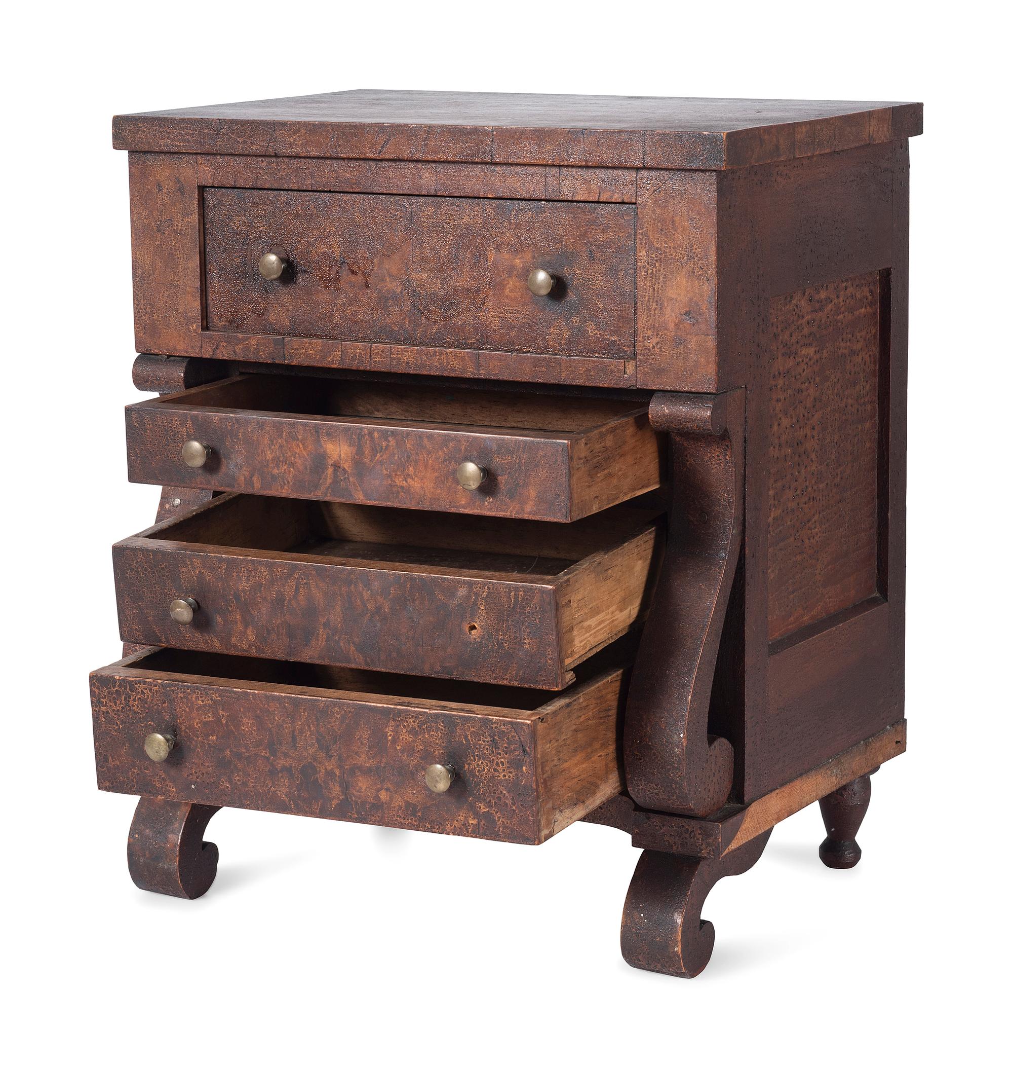 A Classical Veneered Walnut Diminutive Chest of Drawers