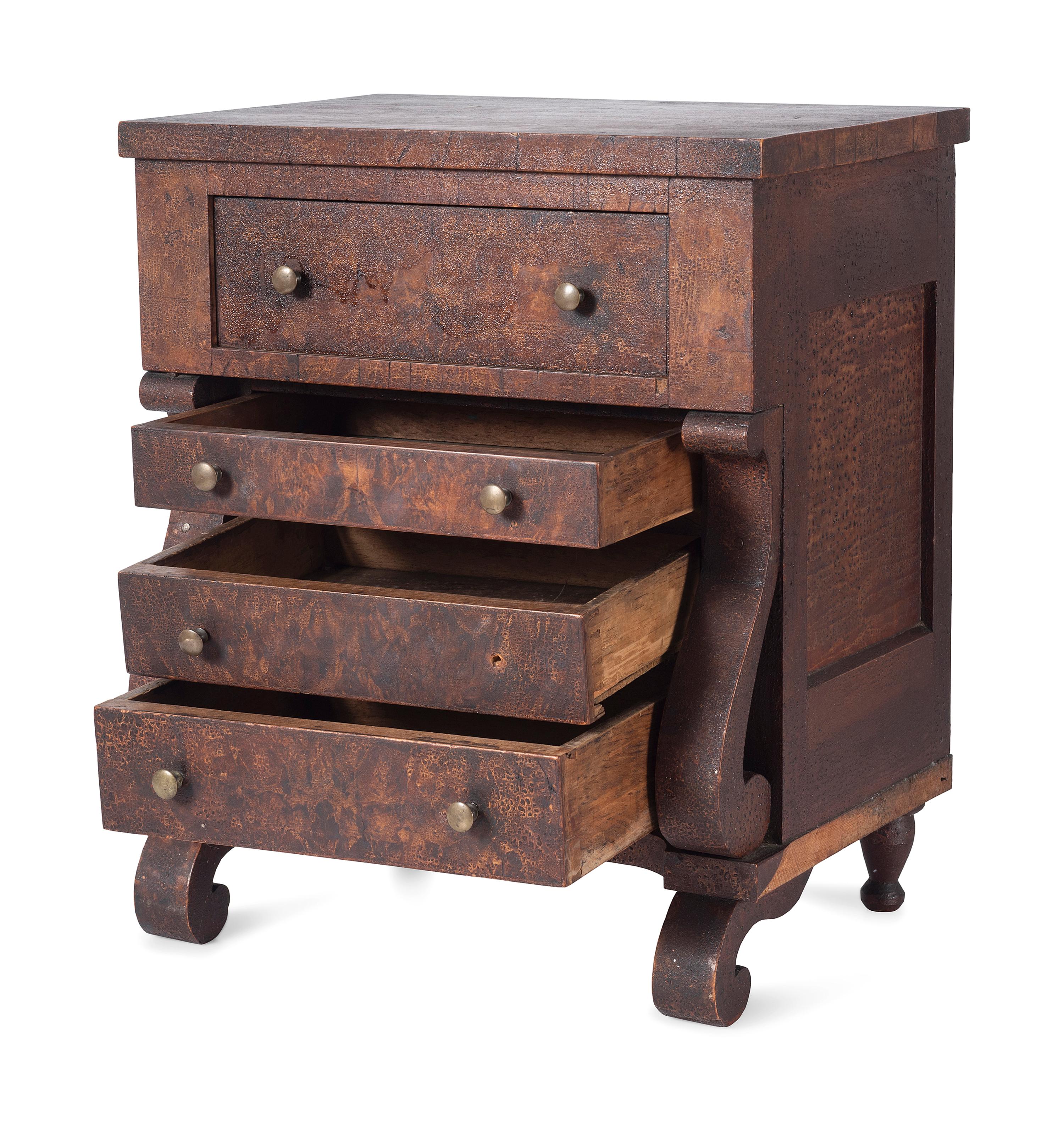 A Classical Veneered Walnut Diminutive Chest of Drawers