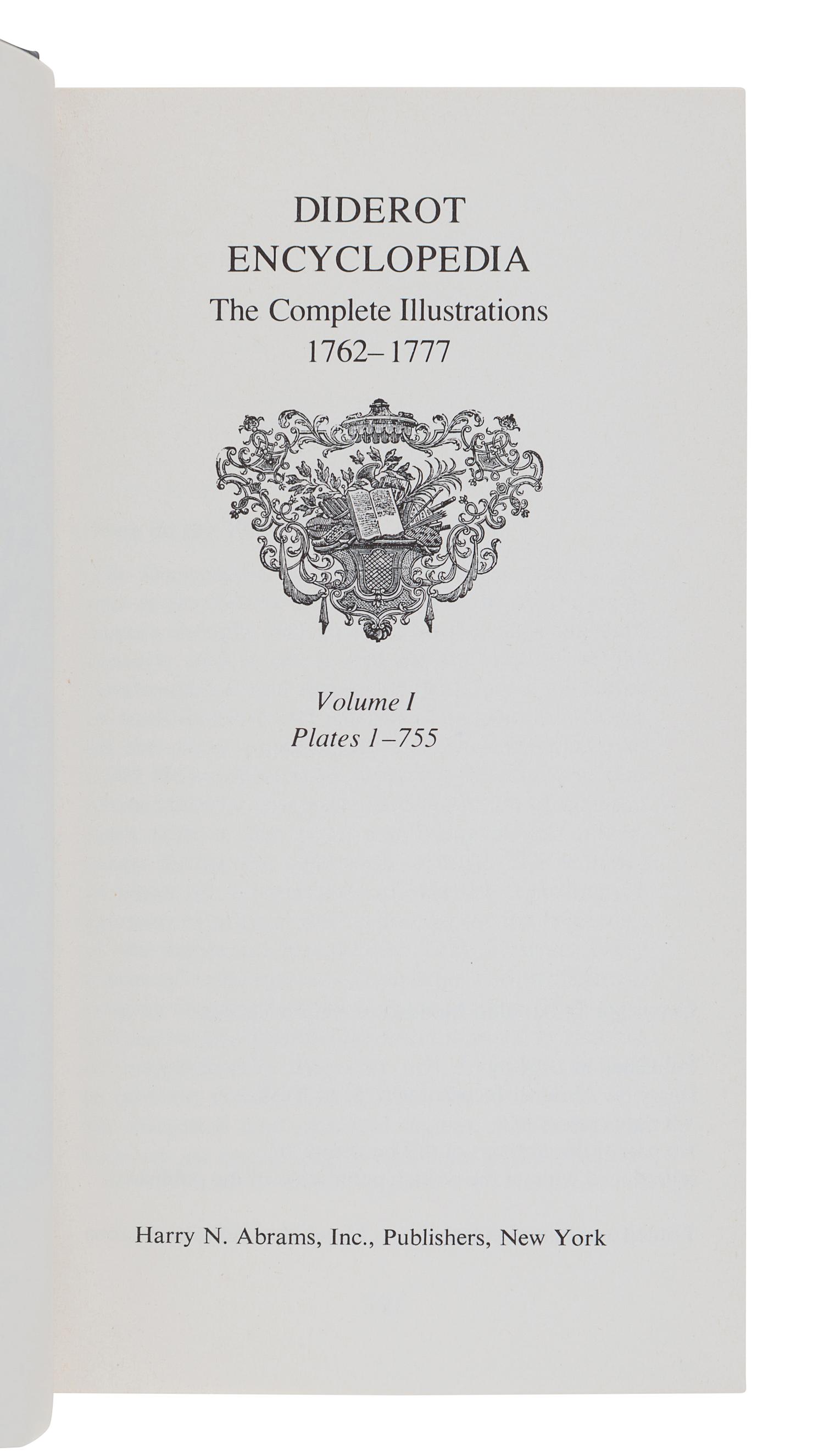 DIDEROT, Denis (1713-1784). Diderot Encyclopedia. The Complete Illustrations 1762-1777 . New York: Harry N. Abrams, Inc., 1978.