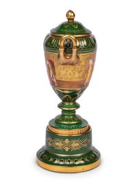A Vienna Porcelain Urn, Cover and Stand