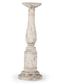 A Neoclassical White and Gray Marble Pedestal