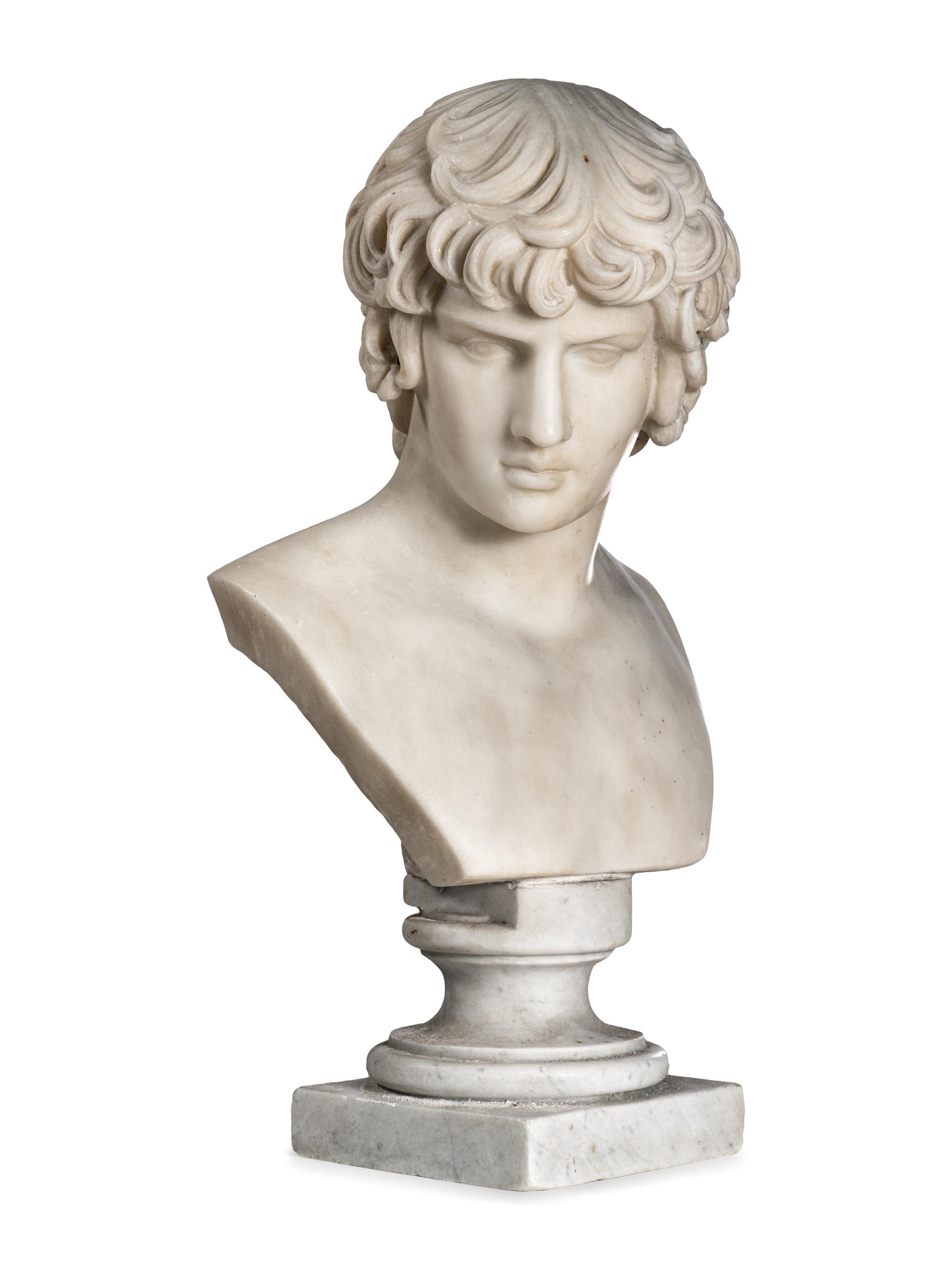 A Continental Marble Bust of Antinous