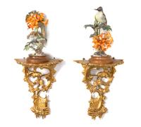 Two Royal Worcester Dorothy Doughty Porcelain Bird Groups with Brackets