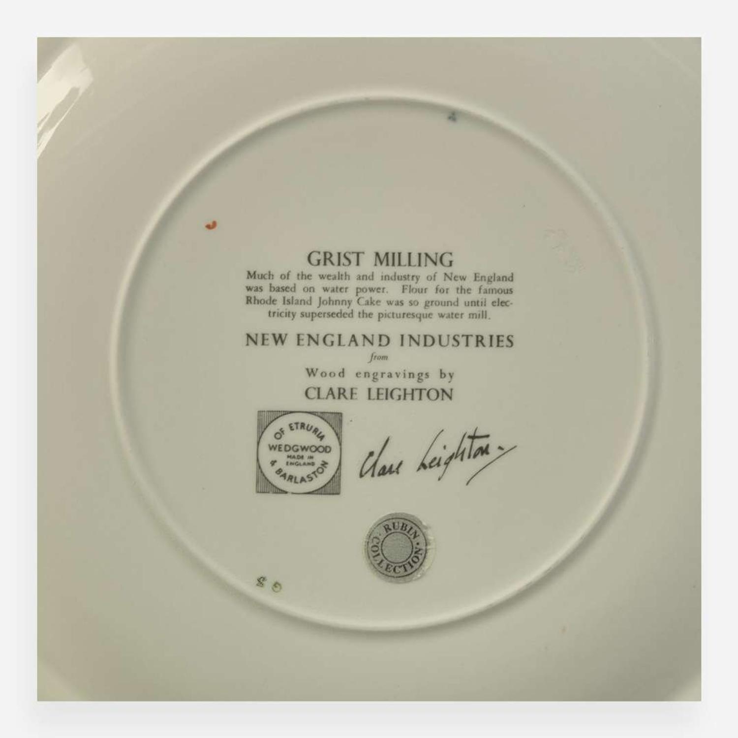 A Set of Twelve Wedgwood Queensware "New England Industries" Plates UK, 1950s