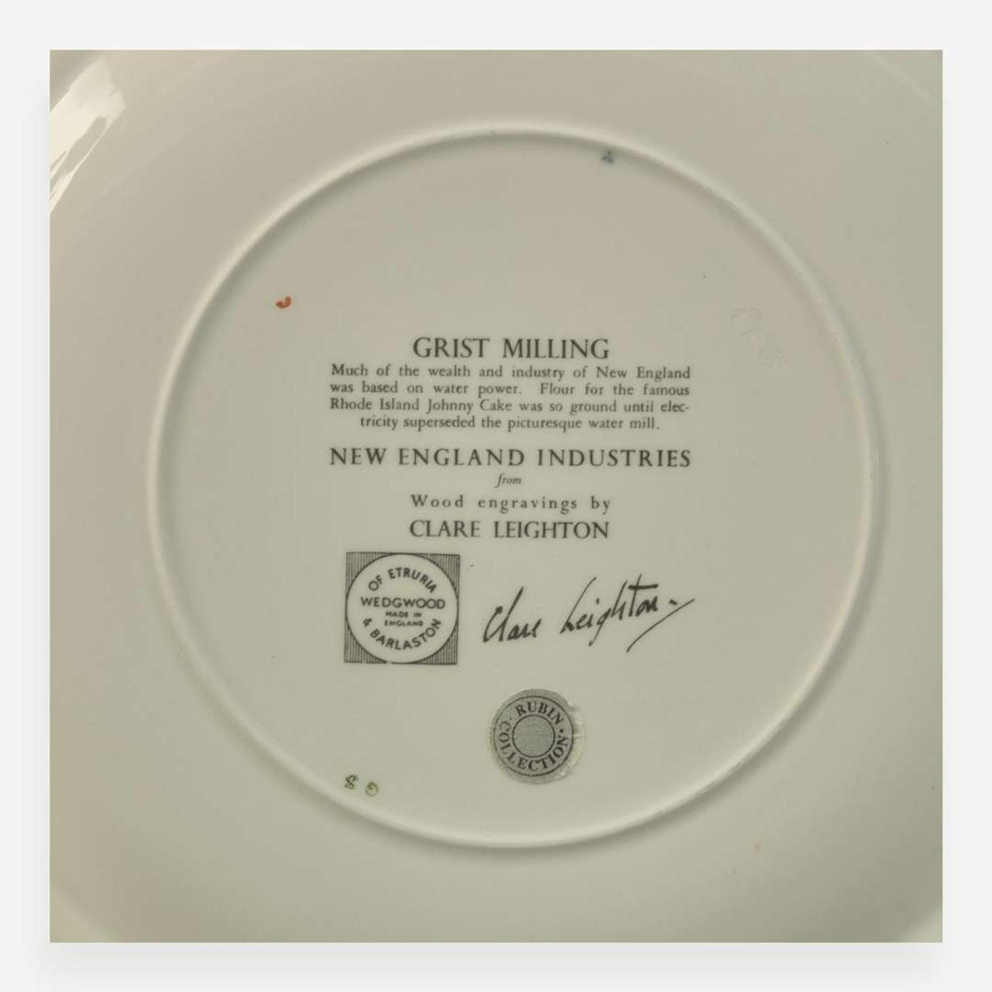 A Set of Twelve Wedgwood Queensware "New England Industries" Plates UK, 1950s
