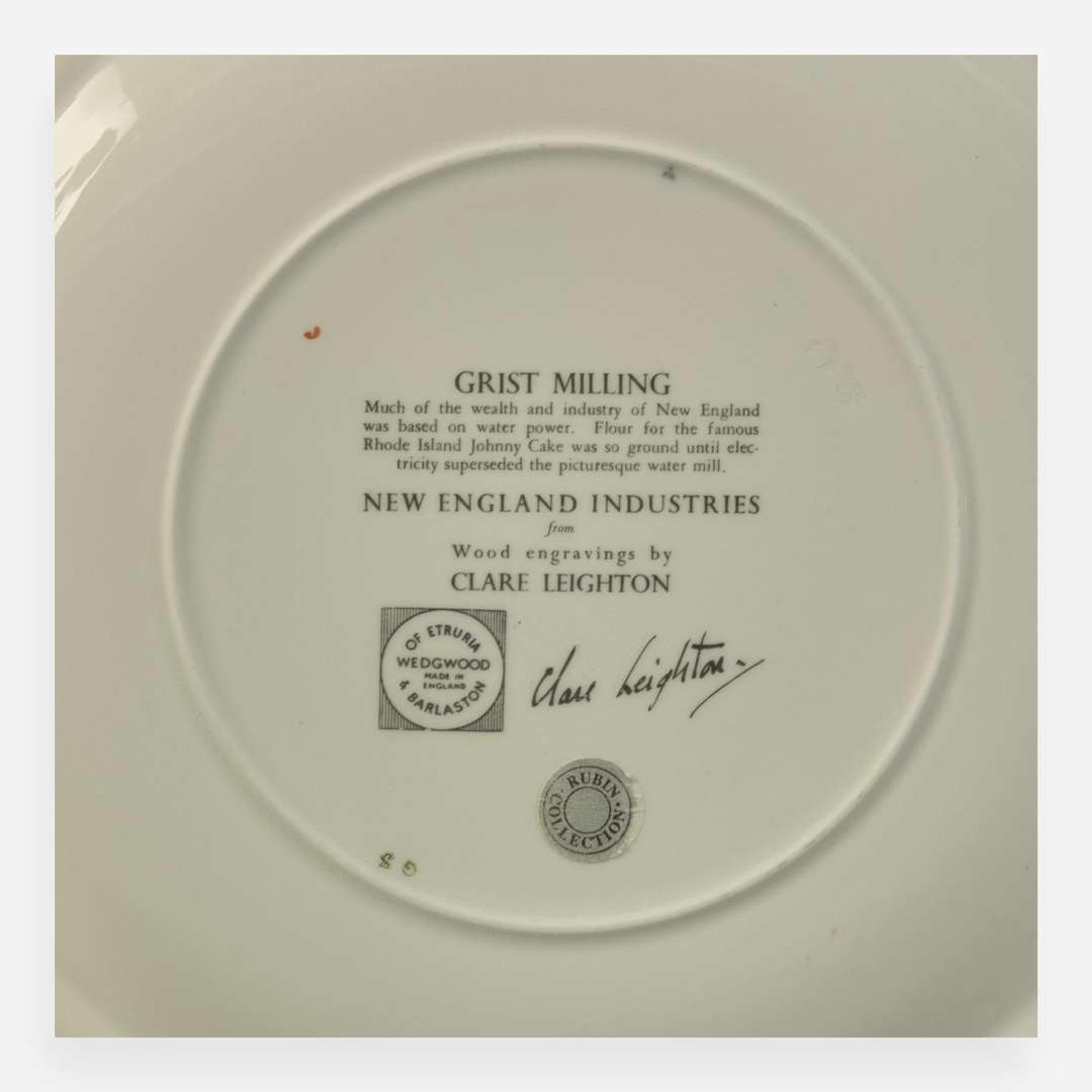 A Set of Twelve Wedgwood Queensware "New England Industries" Plates UK, 1950s