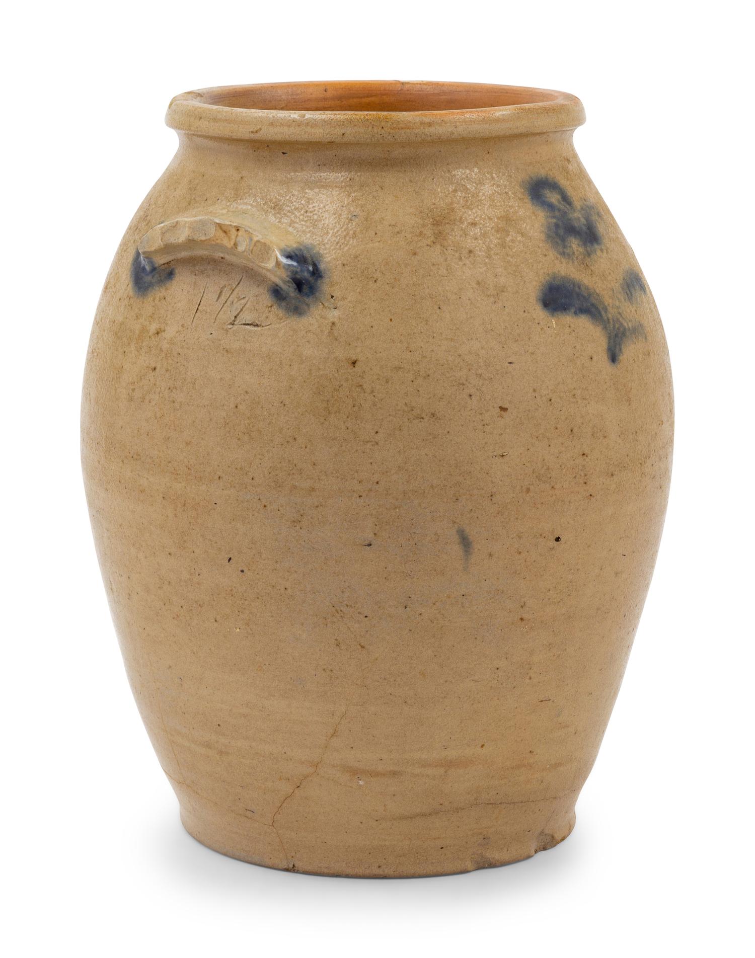 A Cobalt Decorated Stoneware Crock
