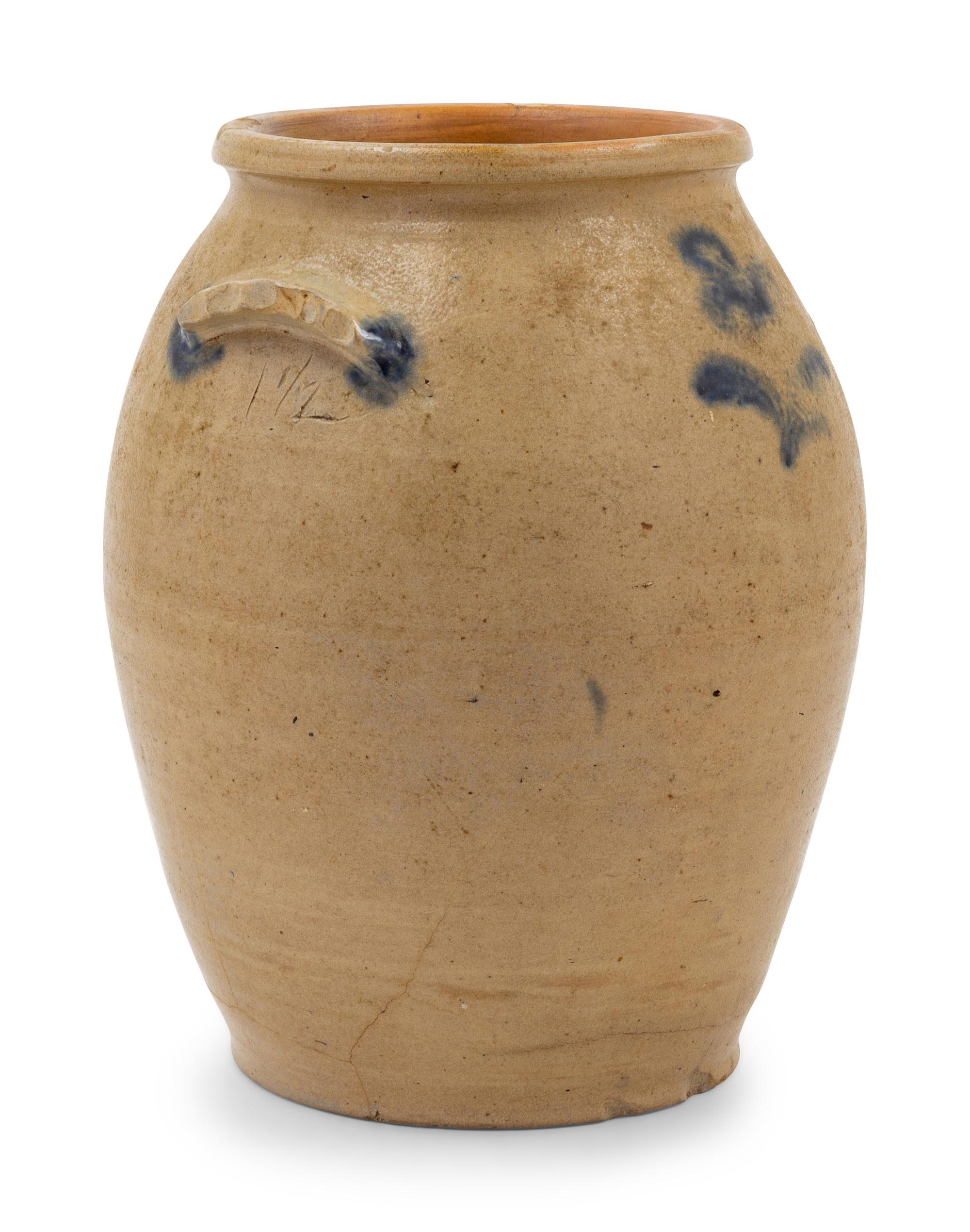 A Cobalt Decorated Stoneware Crock