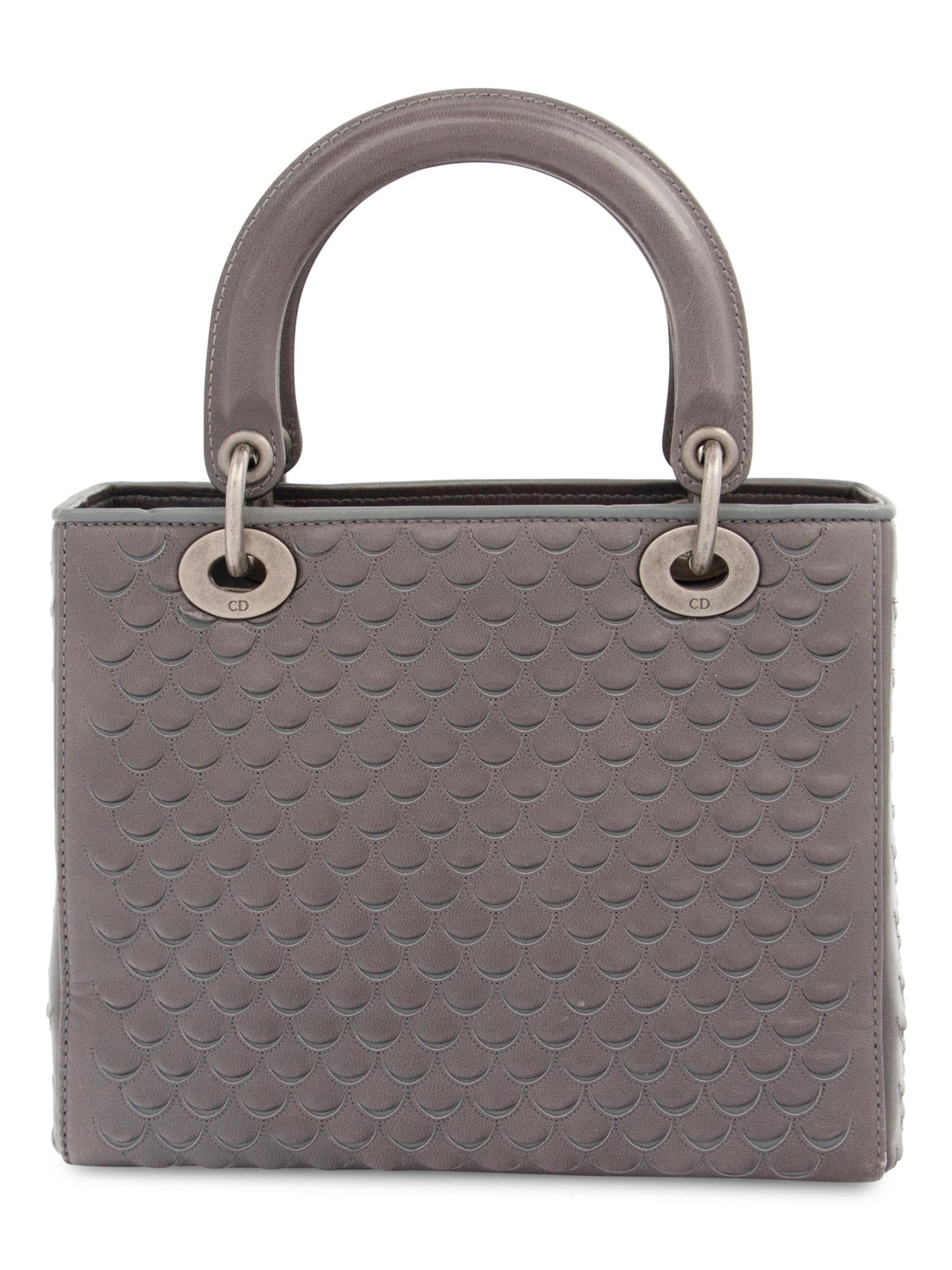 Christian Dior Gray Scalloped Leather Lady Dior Bag, 2007