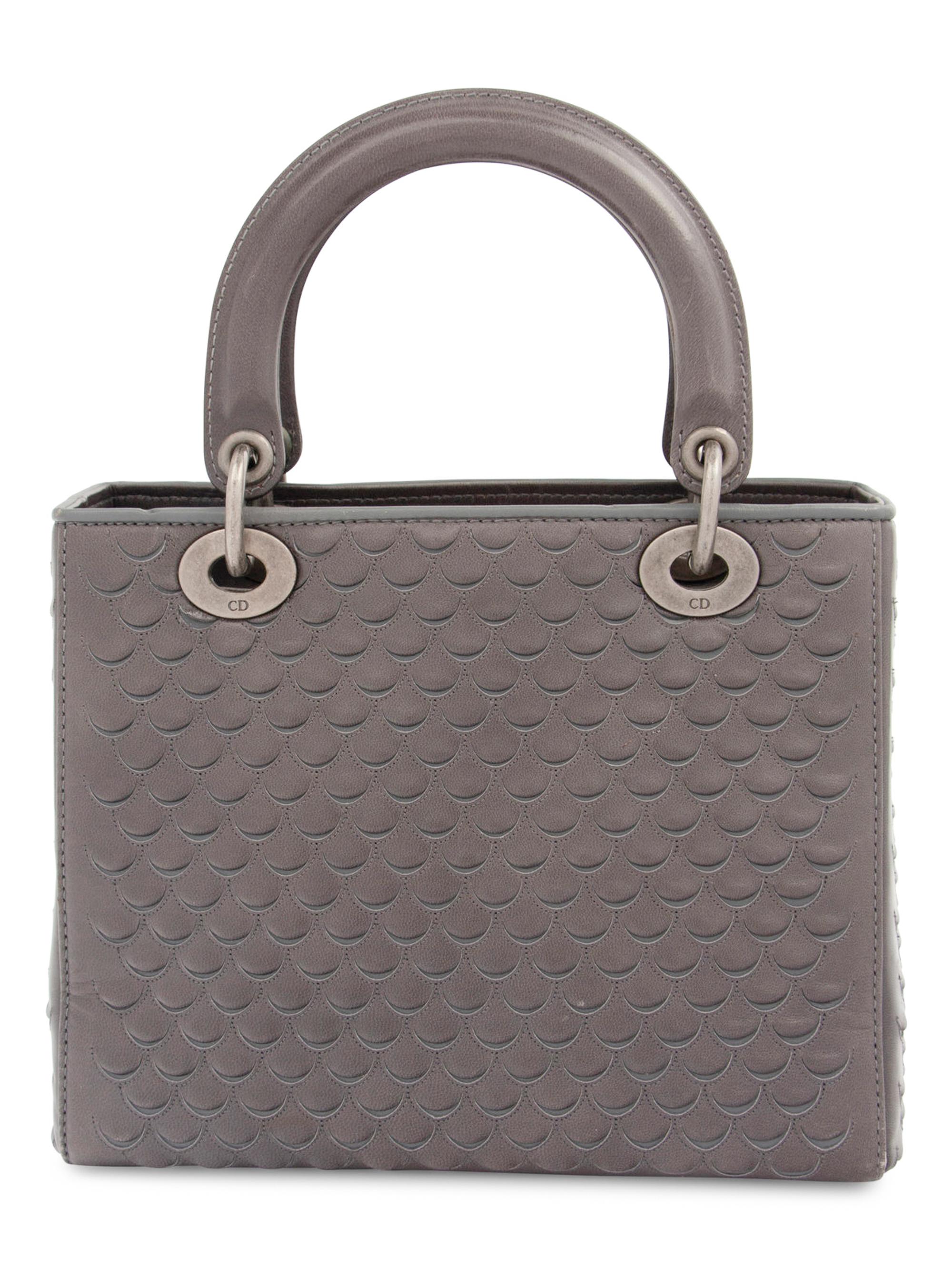 Christian Dior Gray Scalloped Leather Lady Dior Bag, 2007