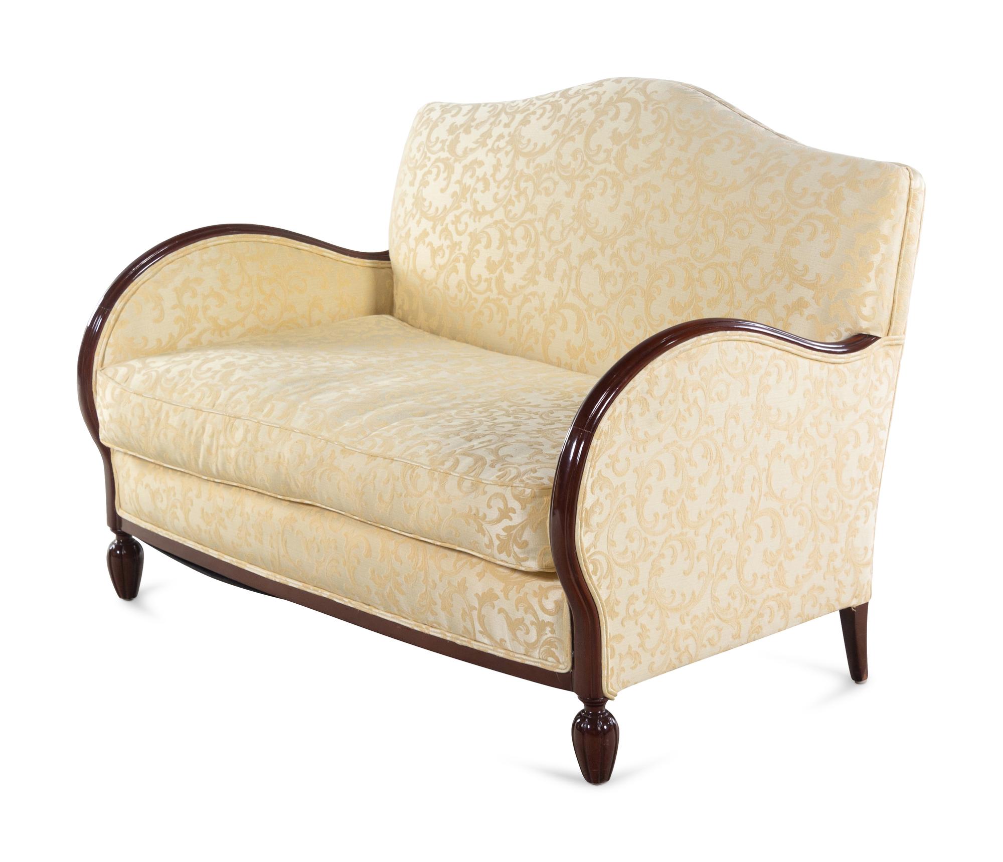 A Neoclassical Brown Lacquered Three-Piece Parlor Suite