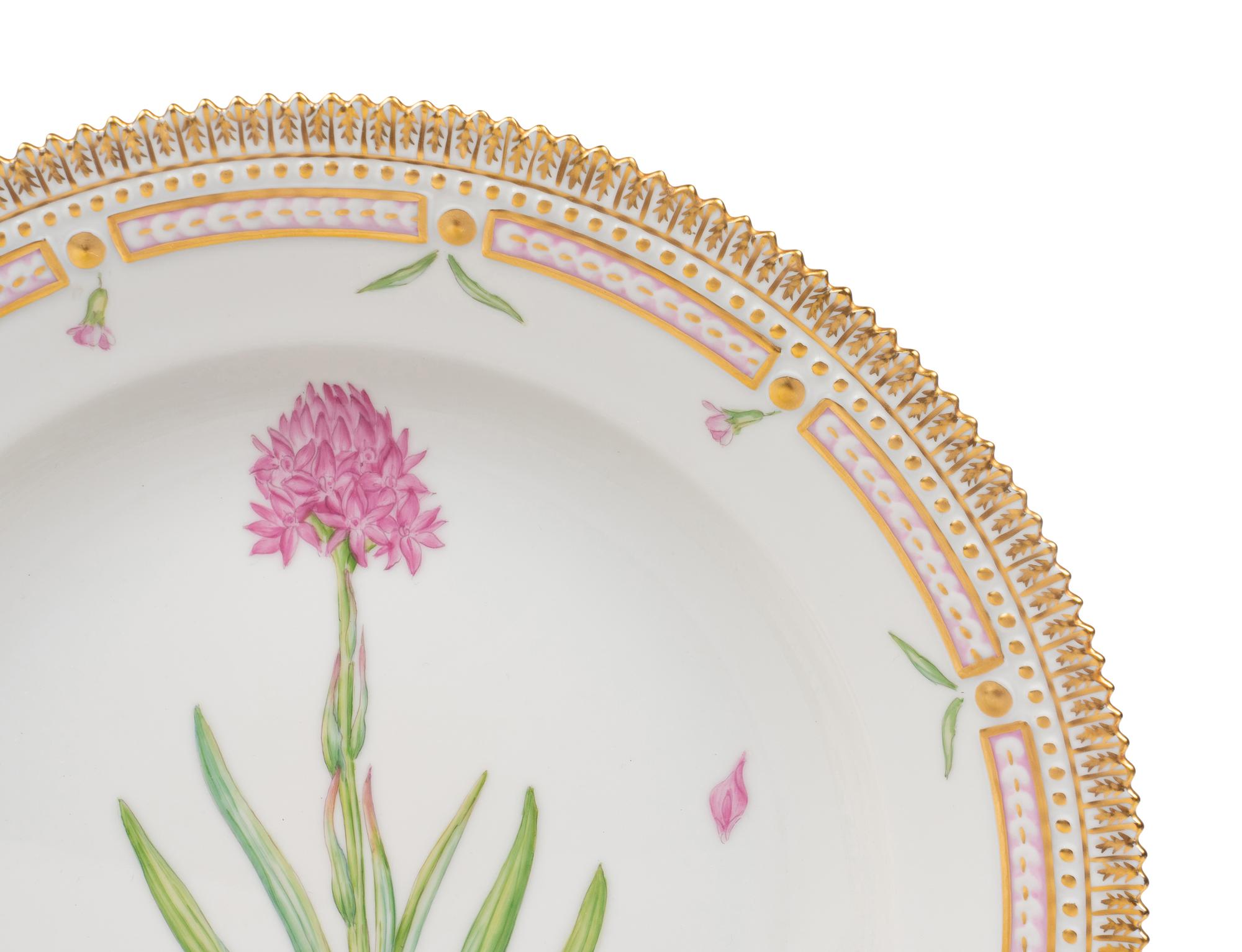 A Set of Twelve Royal Copenhagen Flora Danica Porcelain Dinner Plates