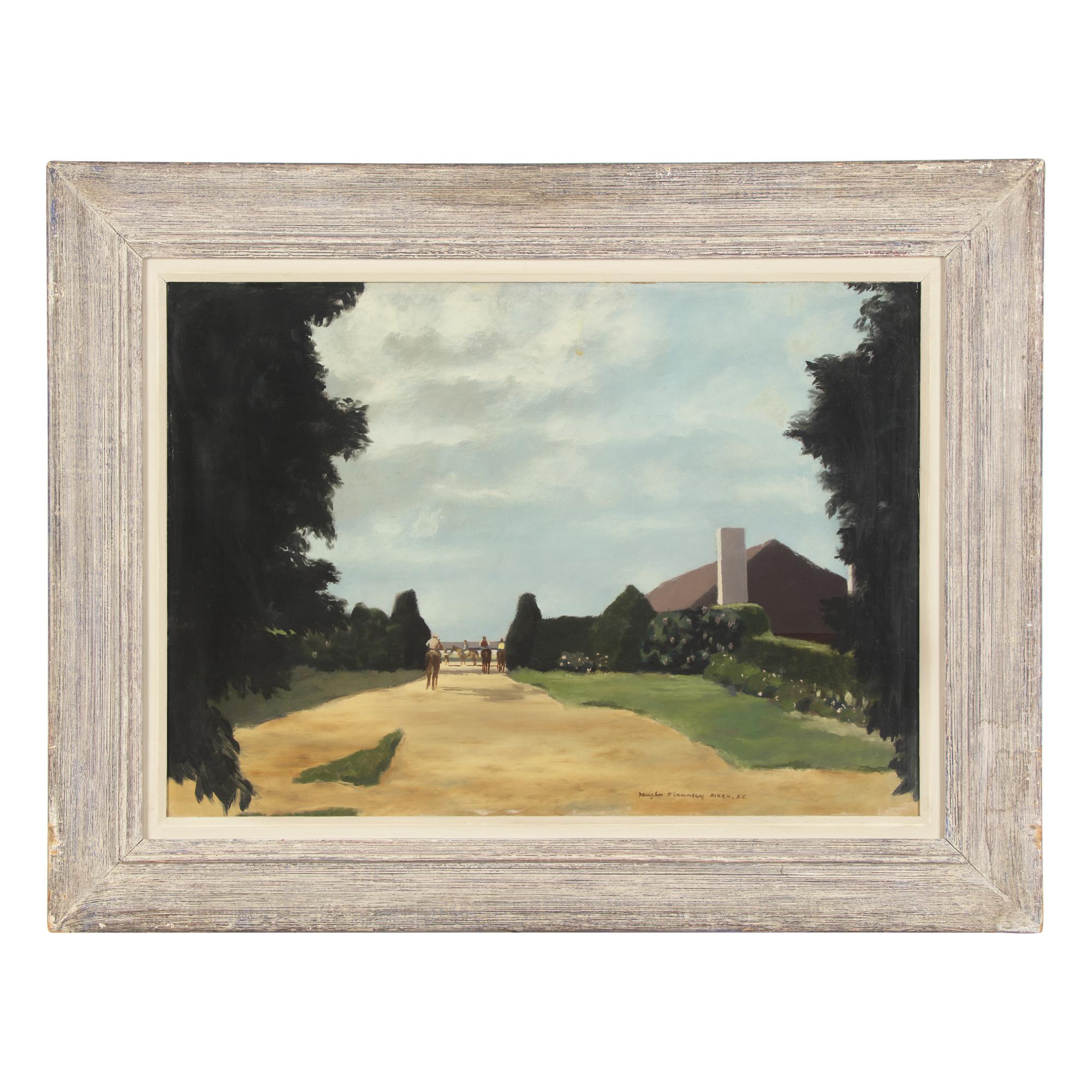 Vaughn Flannery (American, 1898-1955) — Last Horse Back, Greentree Stable Entrance, Aiken, South Carolina