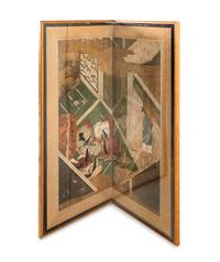 Two Japanese Painted Screens