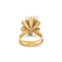 CULTURED PEARL AND DIAMOND CLUSTER RING