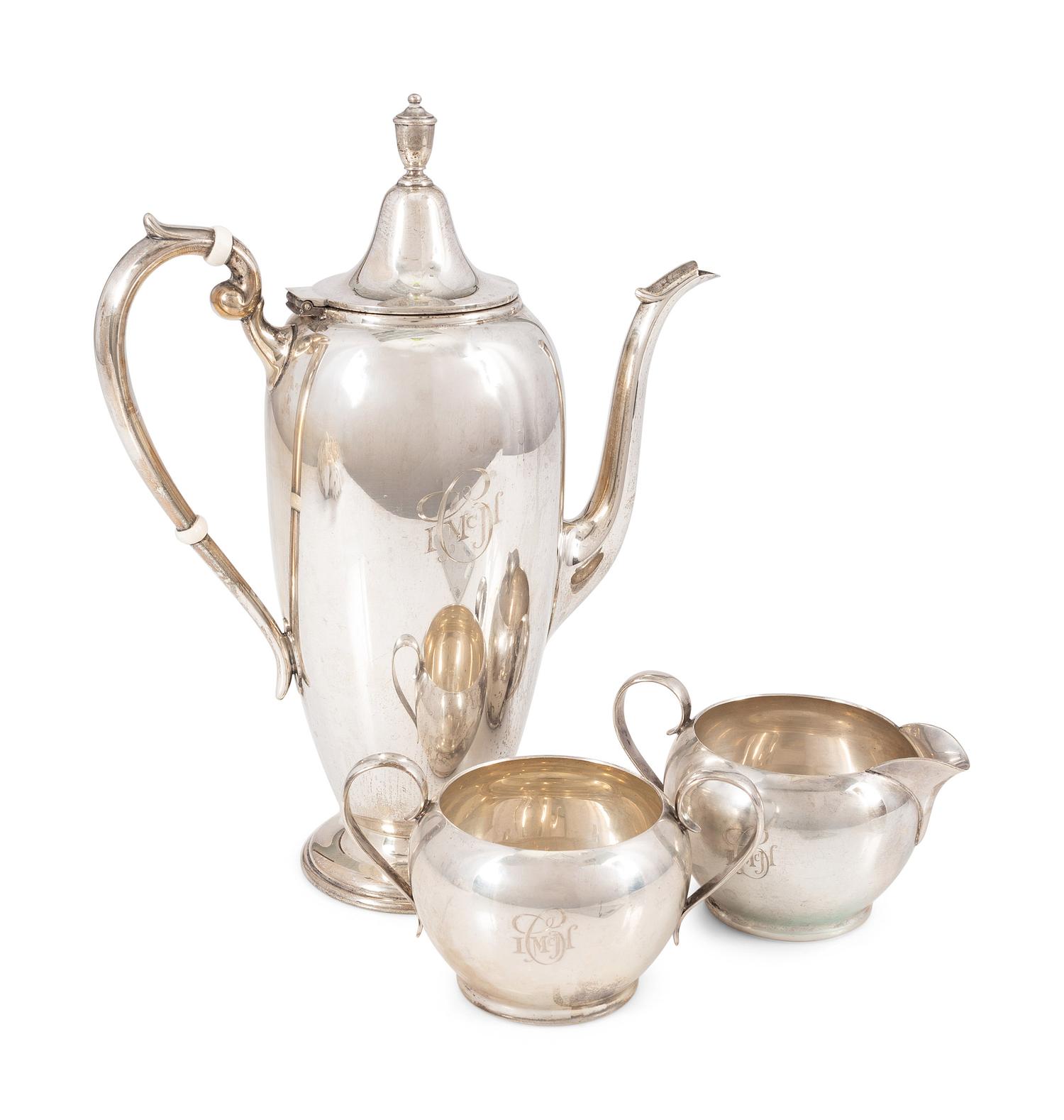 A Gorham Silver Three Piece Coffee Service
