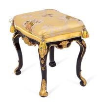 A George II Style Gilt-Decorated Black Lacquer Stool — 19TH CENTURY