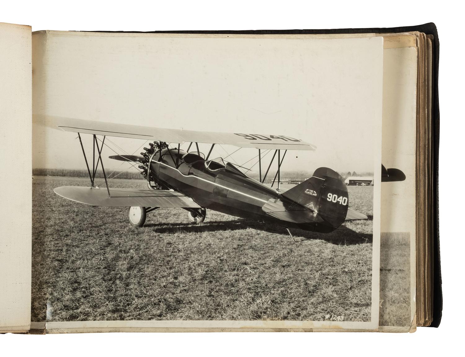 [AVIATION]. SMITH, Edgar B. (1896-1966), photographer. Rare photographic salesman aviation album documenting various airplanes and their construction at the plant of the Travel Air Manufacturing Company of Wichita, Kansas. Ca 1929.