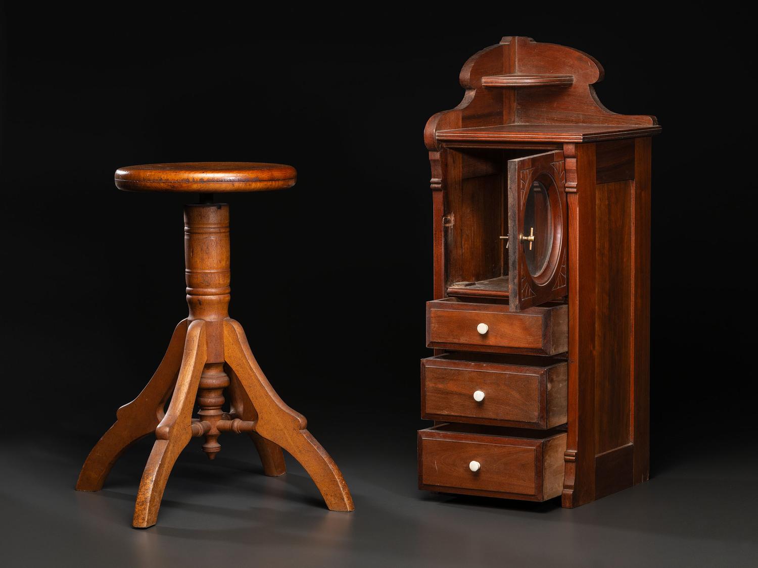 A Barbershop Cabinet and Stool