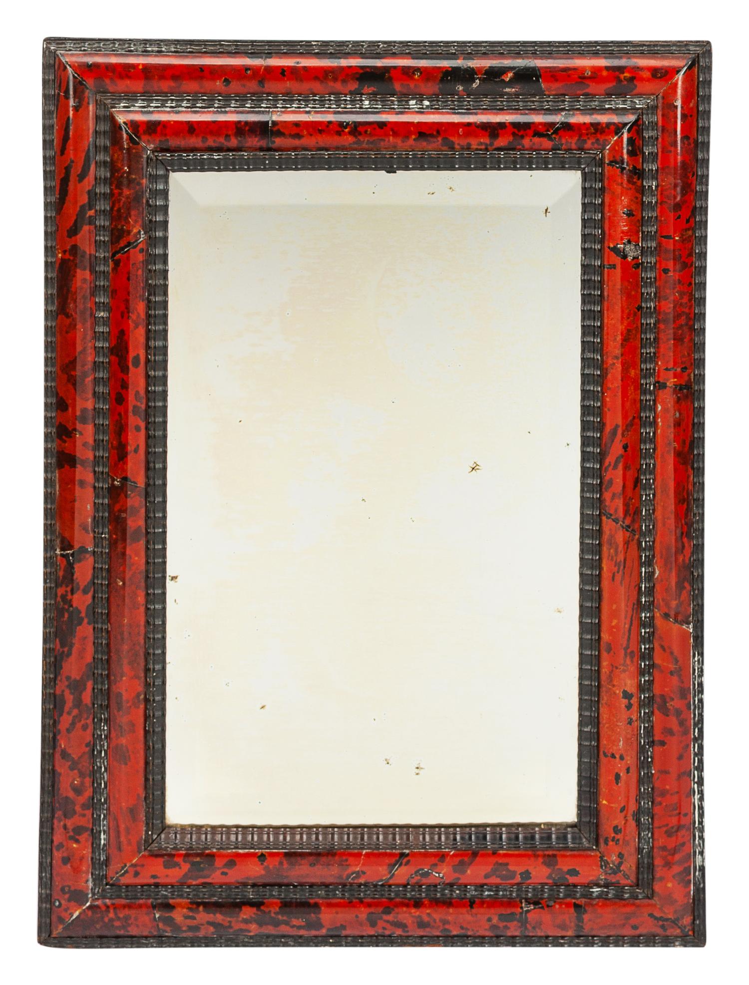 A Flemish Parcel Ebonized Faux Tortoise Shell Mirror