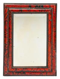 A Flemish Parcel Ebonized Faux Tortoise Shell Mirror