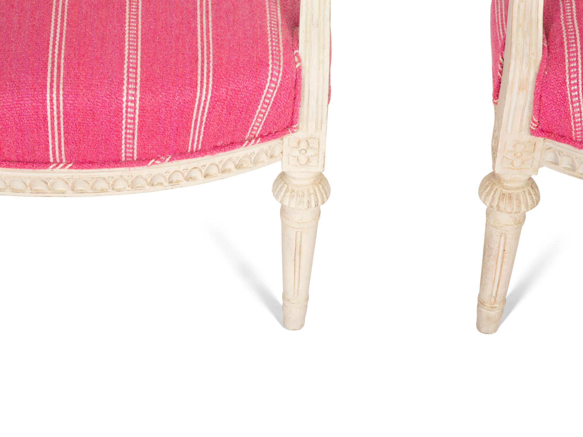 A Pair of Louis XVI Style White Painted Fauteuils