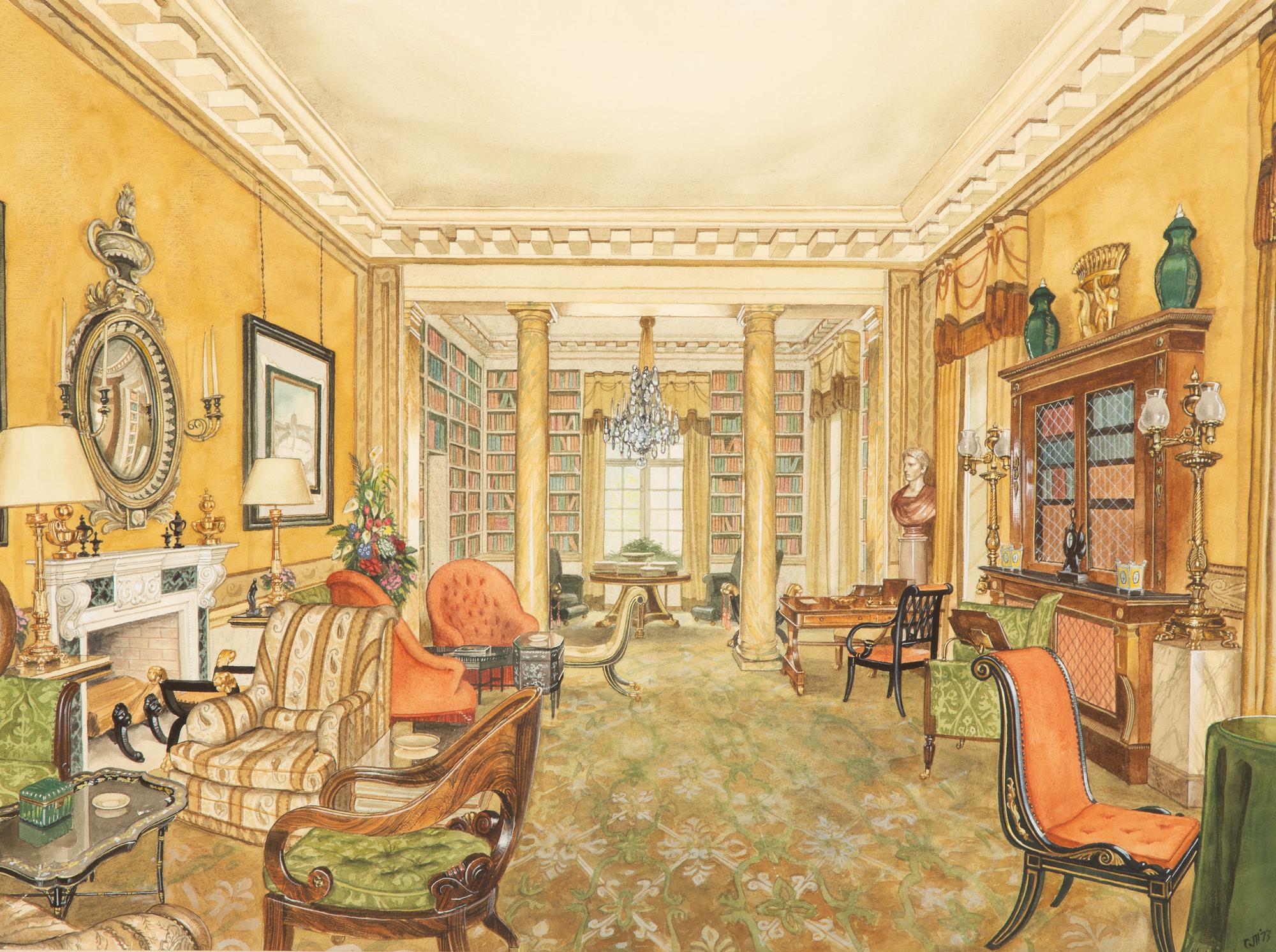 The Library at Croix des Gardes, Carves, The Drawing Room at Croix des Gardes and The Staircase Hall at Croix des Gardes (three works)