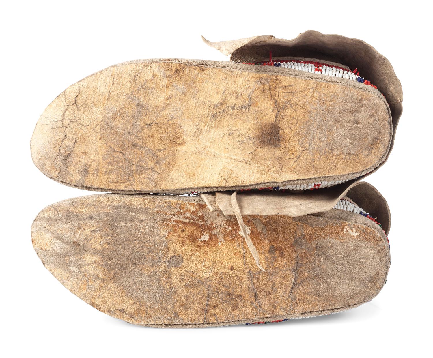Sioux Quilled and Beaded Hide Moccasins
