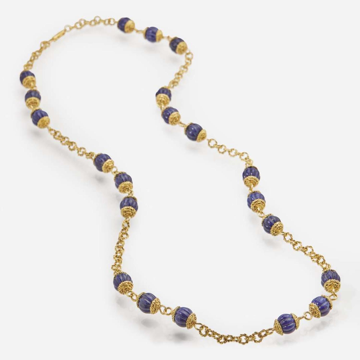 An 18K Yellow Gold Bead Necklace