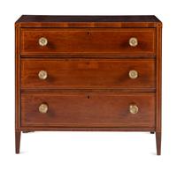 An English Satinwood-Inlaid Mahogany Chest of Drawers
