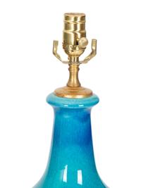 Two Blue Glazed Pottery Vases Mounted as Lamps — 20TH CENTURY