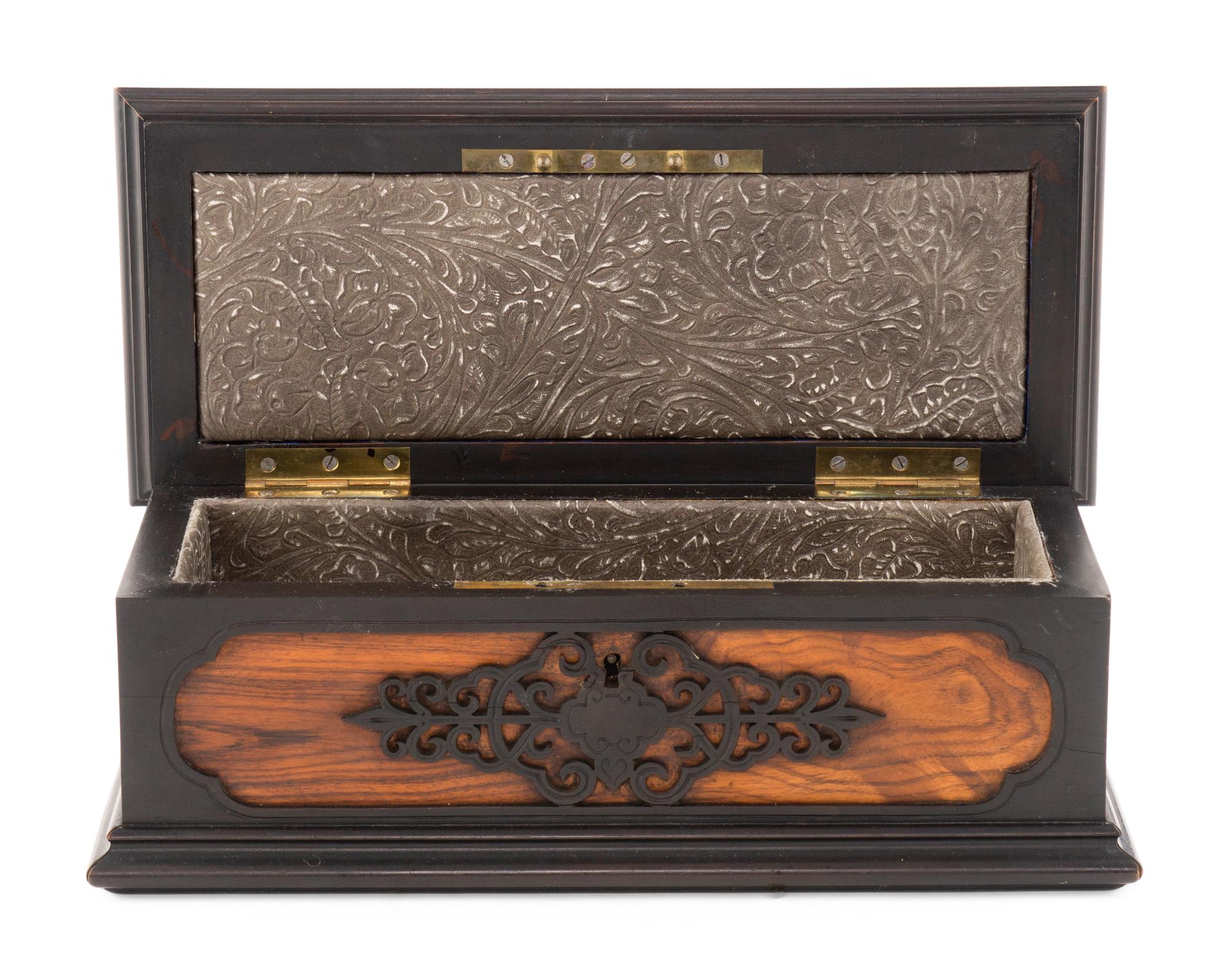 A French Japonisme Part-Ebonized Carved Rosewood Table Casket