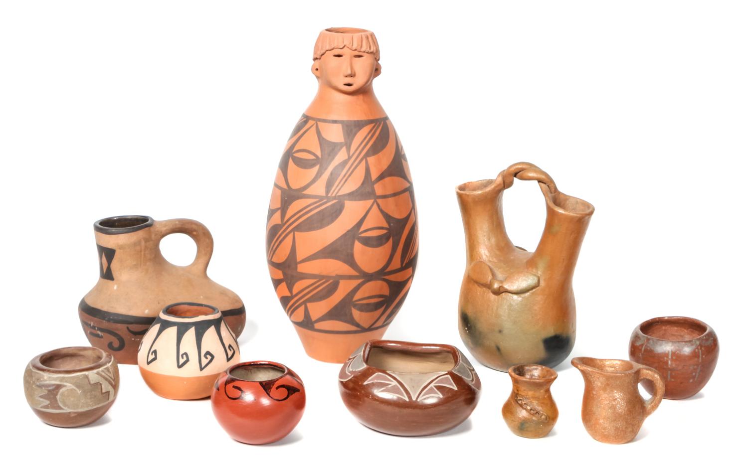 Group of Pueblo Pottery Height of tallest 12 inches