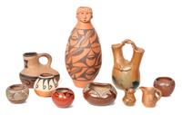 Group of Pueblo Pottery Height of tallest 12 inches