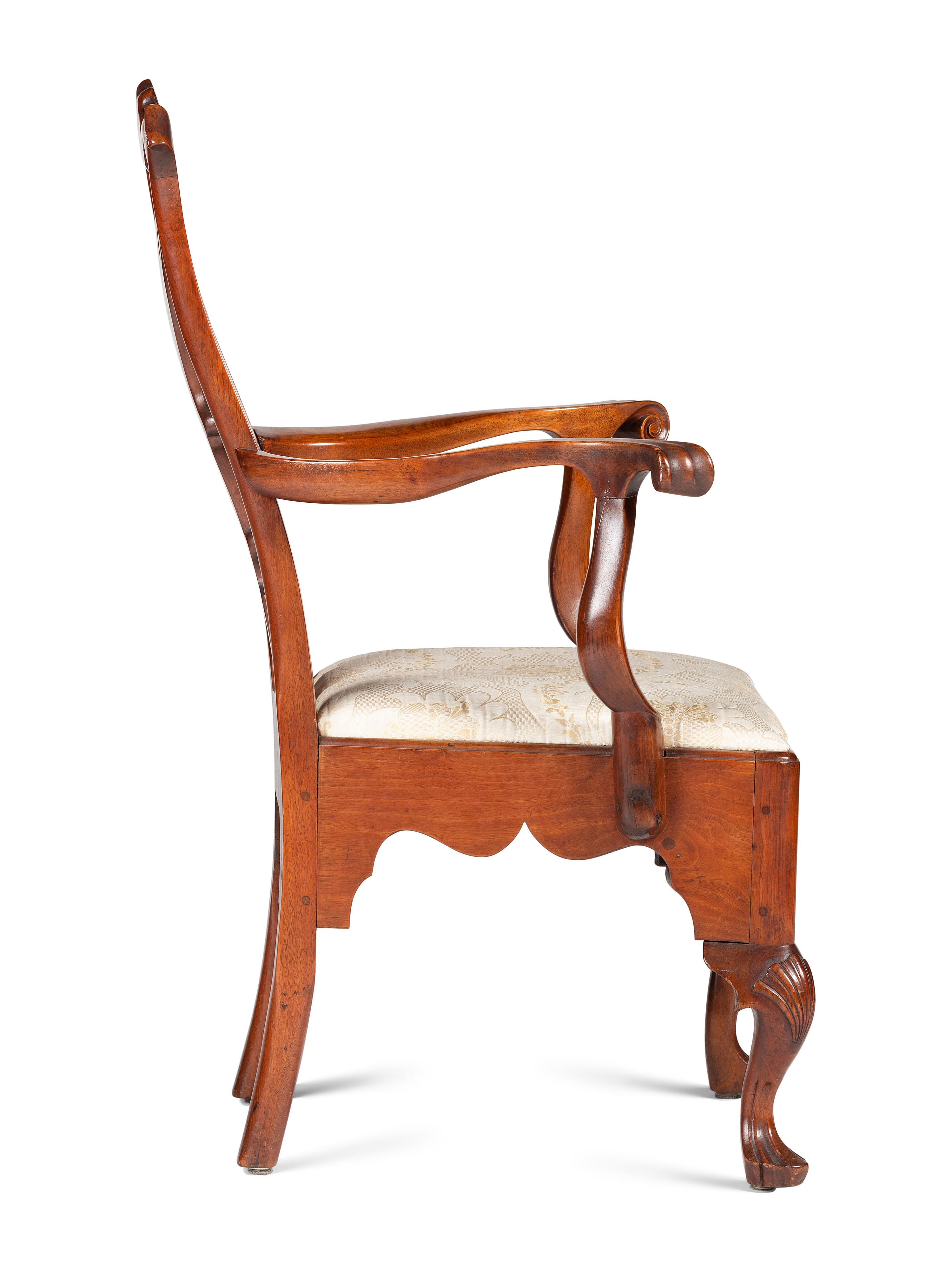 A Queen Anne Carved Walnut Armchair