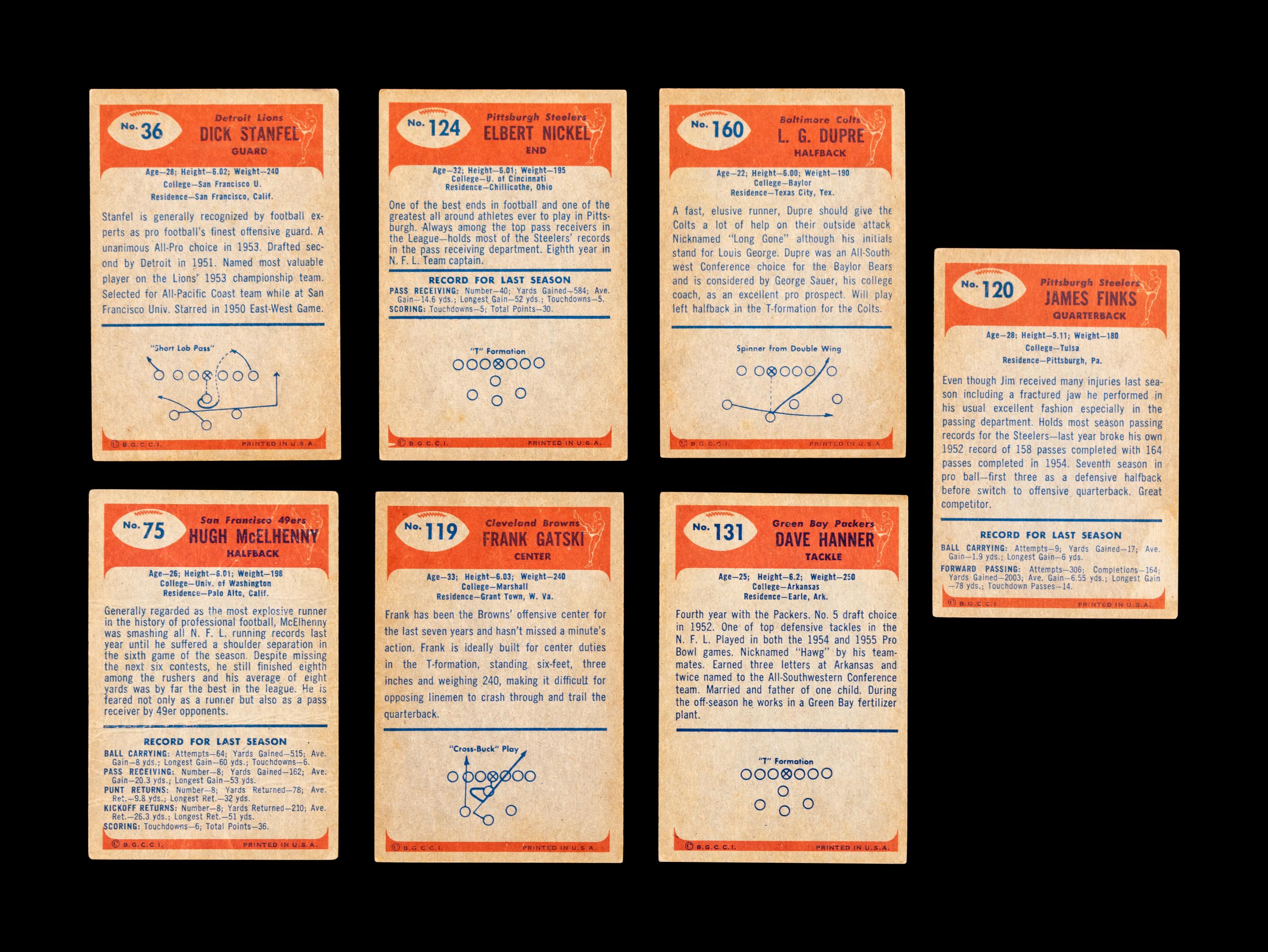 A Group of 31 Bowman and Leaf Post War Football Cards (Including Sid Luckman, Bob Waterfield and Clyde Bulldog Turner),